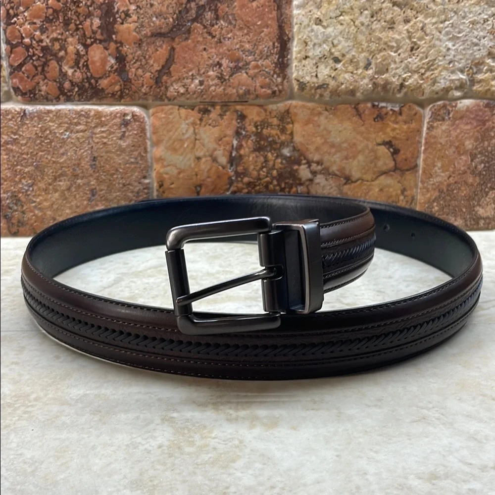 Columbia Men’s Belt Size 40 Synthetic Leather Sports Reversible Brown Black